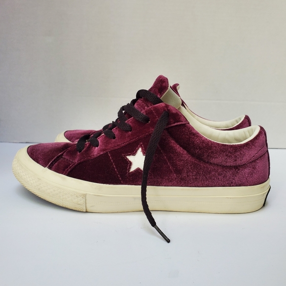 CONVERSE One Star "Ox" Maroon Velvet Low Top Sneaker 5.5/JUNIORS or 7.5/WOMENS - Picture 4 of 11